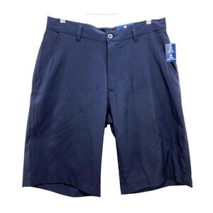 Izod Mens Navy Blue Stretch Wicking Flat Front Shorts Size 32